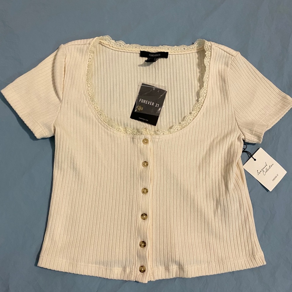 Cropped Laced Button Up Shirt